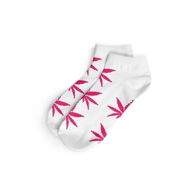 Calcetines cannabis blanco rosa cortos mujer