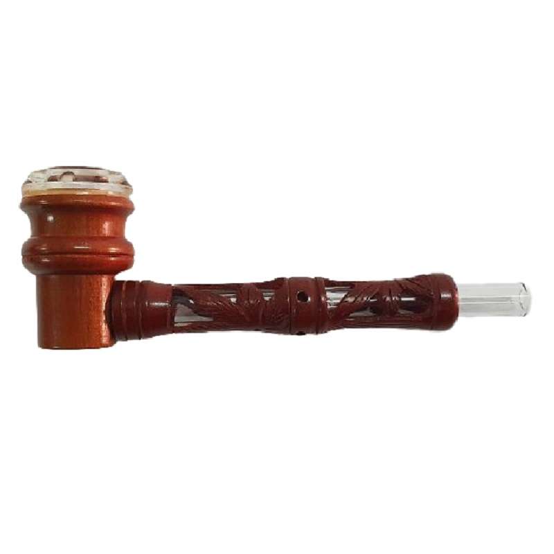 Pipa de Madera y Cristal 13,5cm Hojas