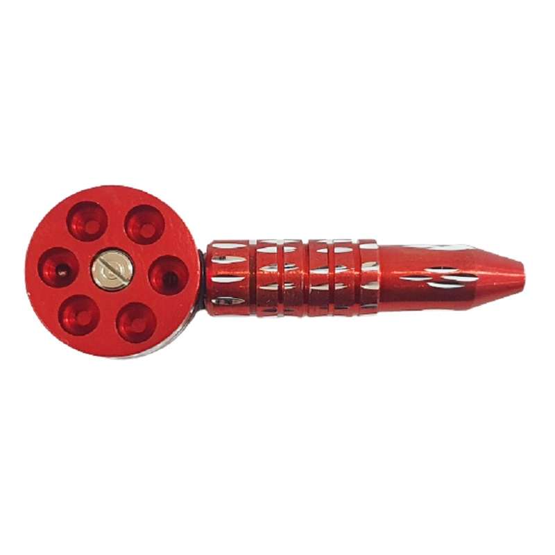 Pipe en métal revolver 11,5 cm | Rouge